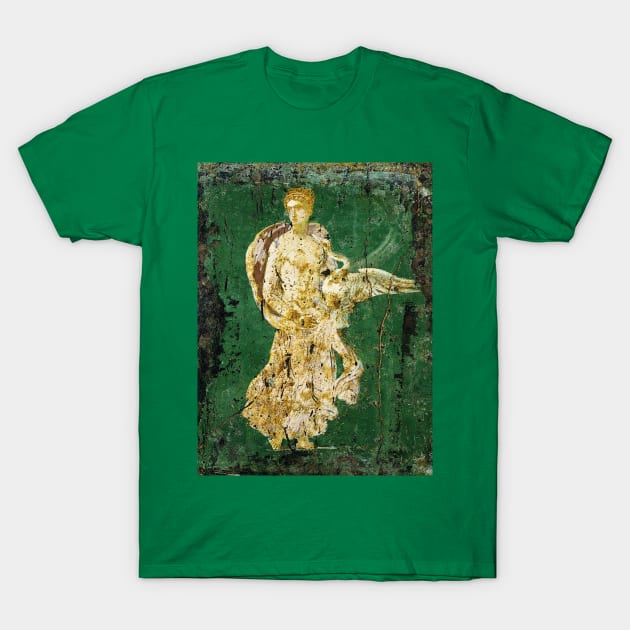 LEDA WITH SWAN ,POMPEII ,ANTIQUE ROMAN WALL PAINTINGS Flower Garden Flying Birds ,Quince and Apple Trees T-Shirt by BulganLumini